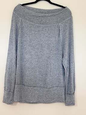 Lulus Women's Grey Heathered Off-the-Shoulder Long Sleeve Pullover Sweatshirt